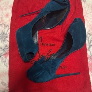 Christian Louboutin Teal Peep Toe Heels